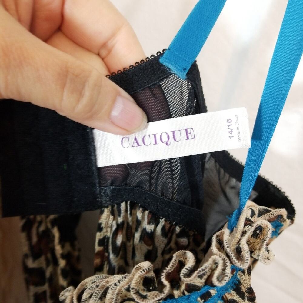 Cacique leopard nitie built in bra blue accent XS - Picture 5 of 6
